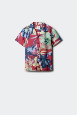 Camisa de manga curta com flores para menino