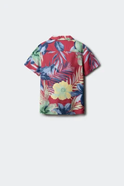Camisa de manga curta com flores para menino