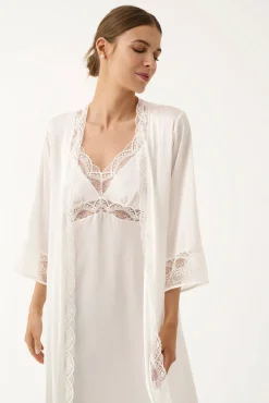 Camisa de dormir comprida de lingerie branca