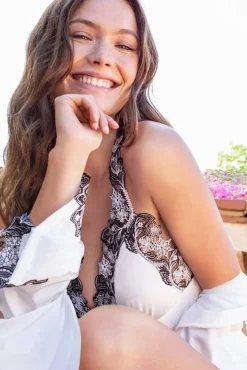 Camisa de dormir curta em crepe serenity
