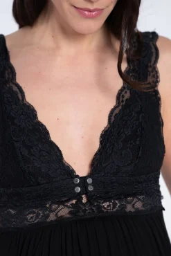 Camisa de dormir de amamentação com renda