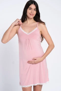 Camisa de dormir de amamentação com renda