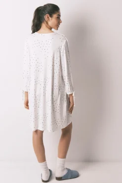 Camisa de dormir midi estampado pássaros branco