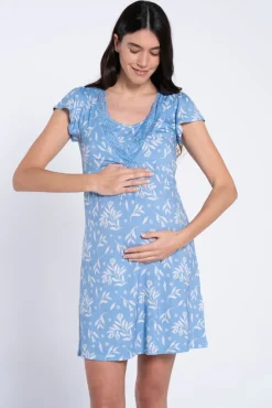 Camisa de dormir pré-mamã estampada de flores