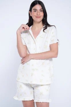 Camisa de dormir pré-mamã estampada de flores