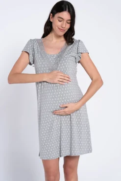 Camisa de dormir pré-mamã estampada gravataria