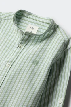 Camisa de manga comprida às riscas verde para menino