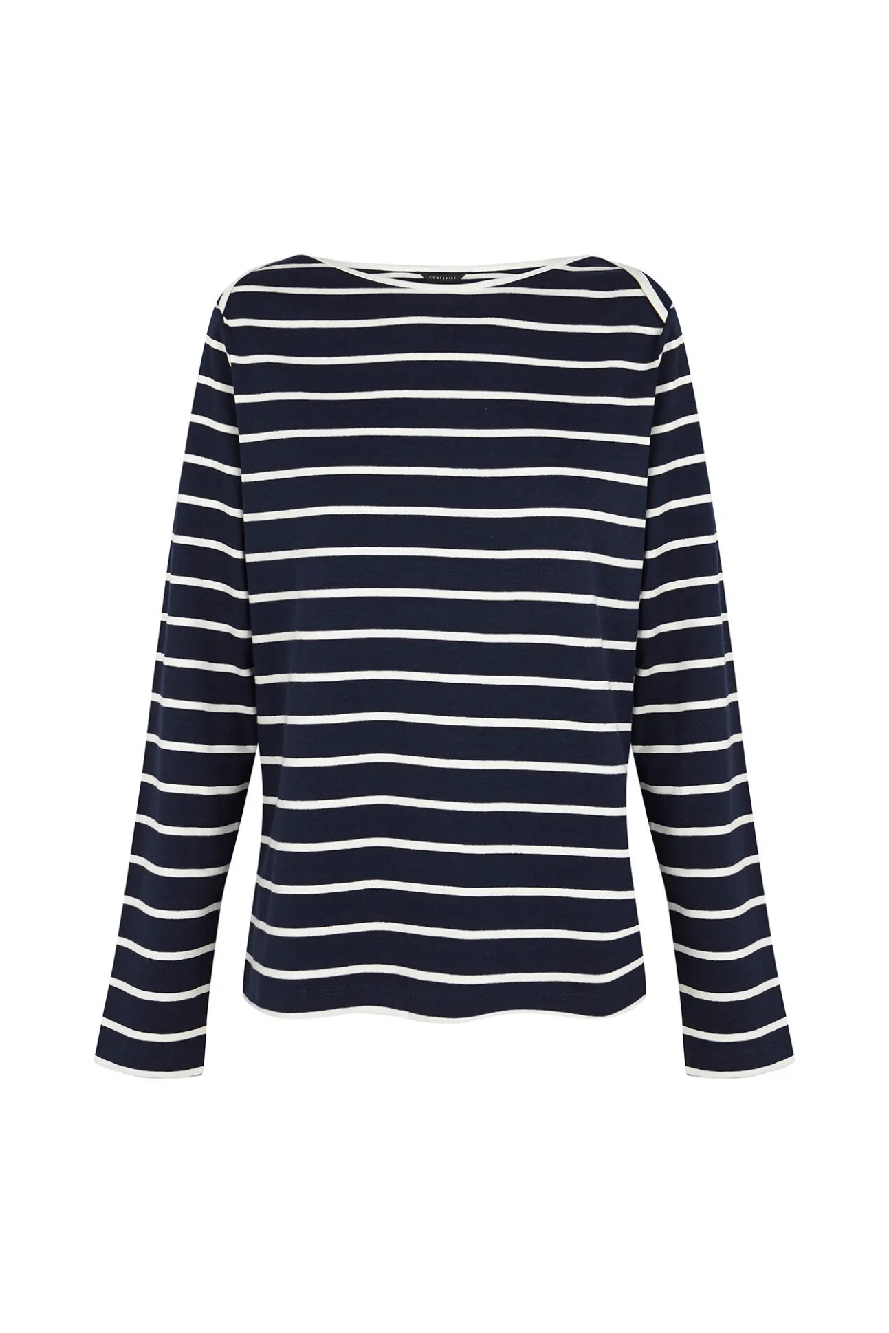 Camiseta com gola canoa contrastante