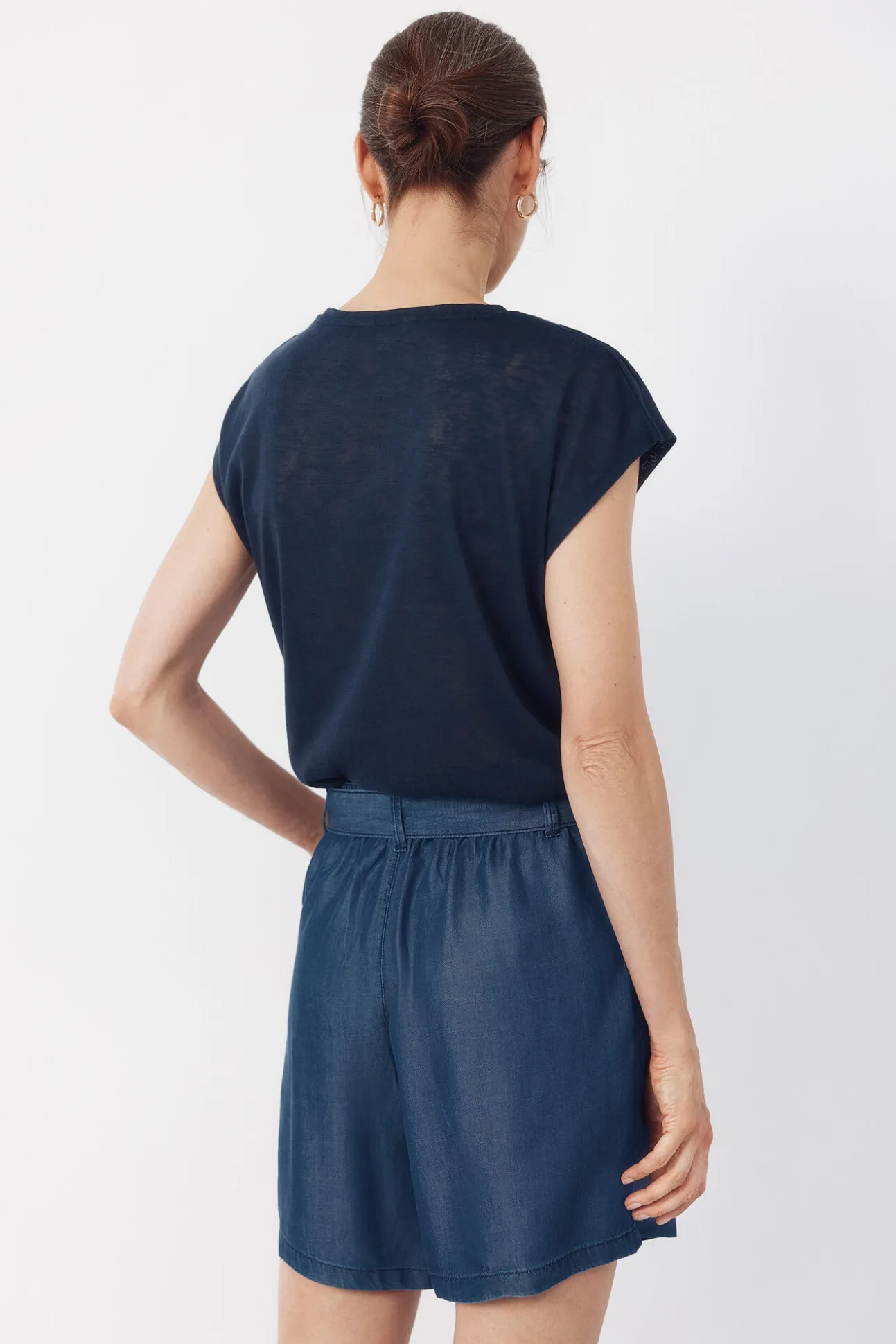 Camiseta patchwork com efeito linho