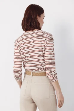 Camiseta riscas com efeito linho