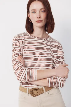 Camiseta riscas com efeito linho