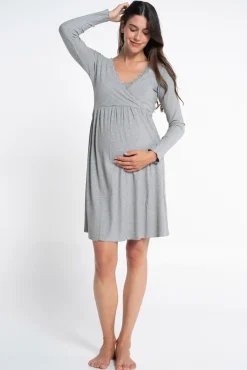 Camisola pré-mamã Camisa de dormir com decote cruzado