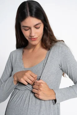 Camisola pré-mamã Camisa de dormir com decote cruzado