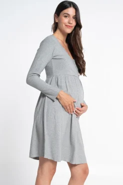 Camisola pré-mamã Camisa de dormir com decote cruzado