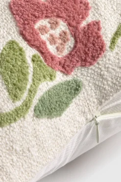 Capa de almofada em algodão com moldura floral