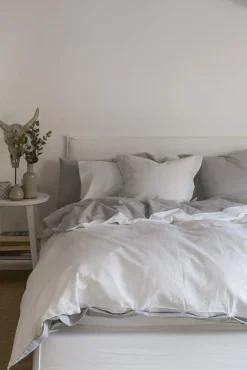 Capa nórdica linho algodão reversível. Cama 80-90 cm.