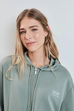 Casaco com capuz em viscose suave verde