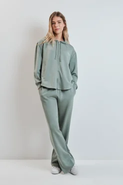 Casaco com capuz em viscose suave verde