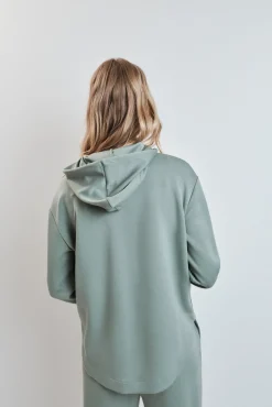 Casaco com capuz em viscose suave verde