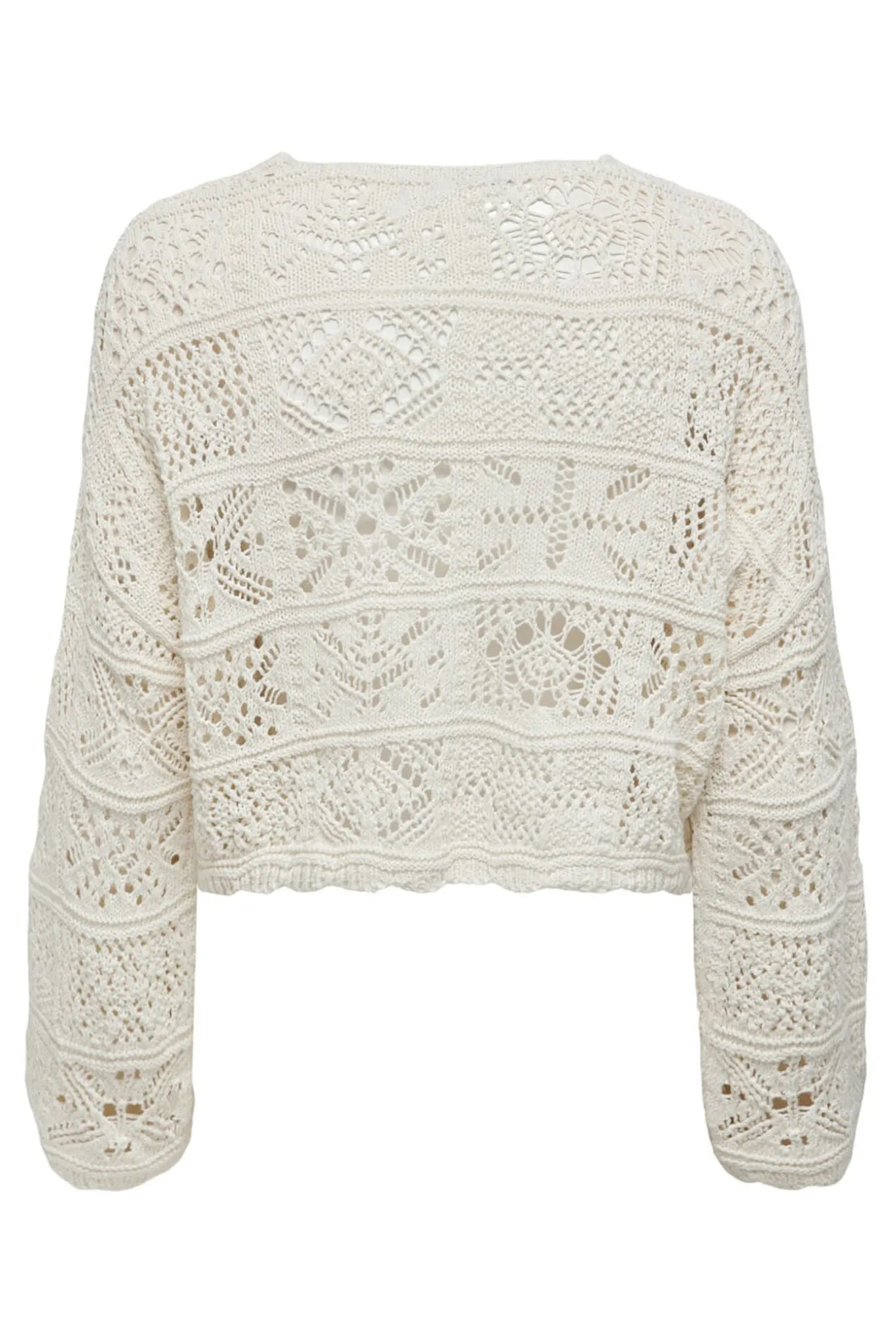 Casaco de malha curto de crochet cortado