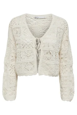 Casaco de malha curto de crochet cortado