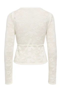 Casaco de malha de crochet cortado