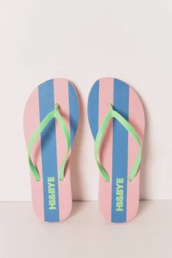 Chinelo estampado riscas azul