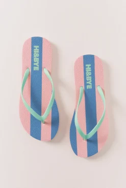 Chinelo estampado riscas azul