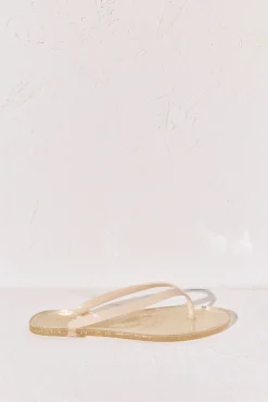 Chinelos de dedo com efeito glitter amarelo