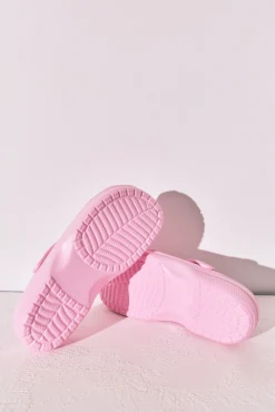 Chinelos de quarto tamanco em borracha rosa