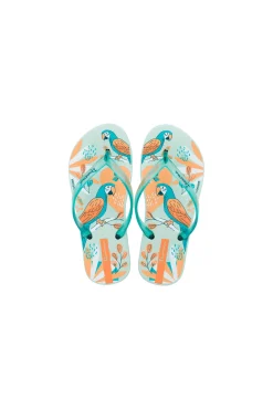 Chinelos infantis estampado papagaios tropicais