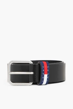 Cinto preto Tommy Jeans com fivela de metal