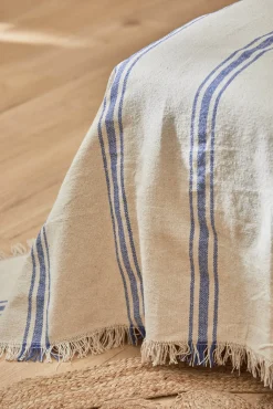 Colcha com riscas tecidas azul Bari 270x280