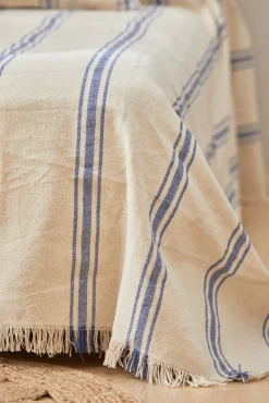 Colcha com riscas tecidas azul Bari 270x280