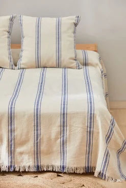 Colcha com riscas tecidas azul Bari 270x280