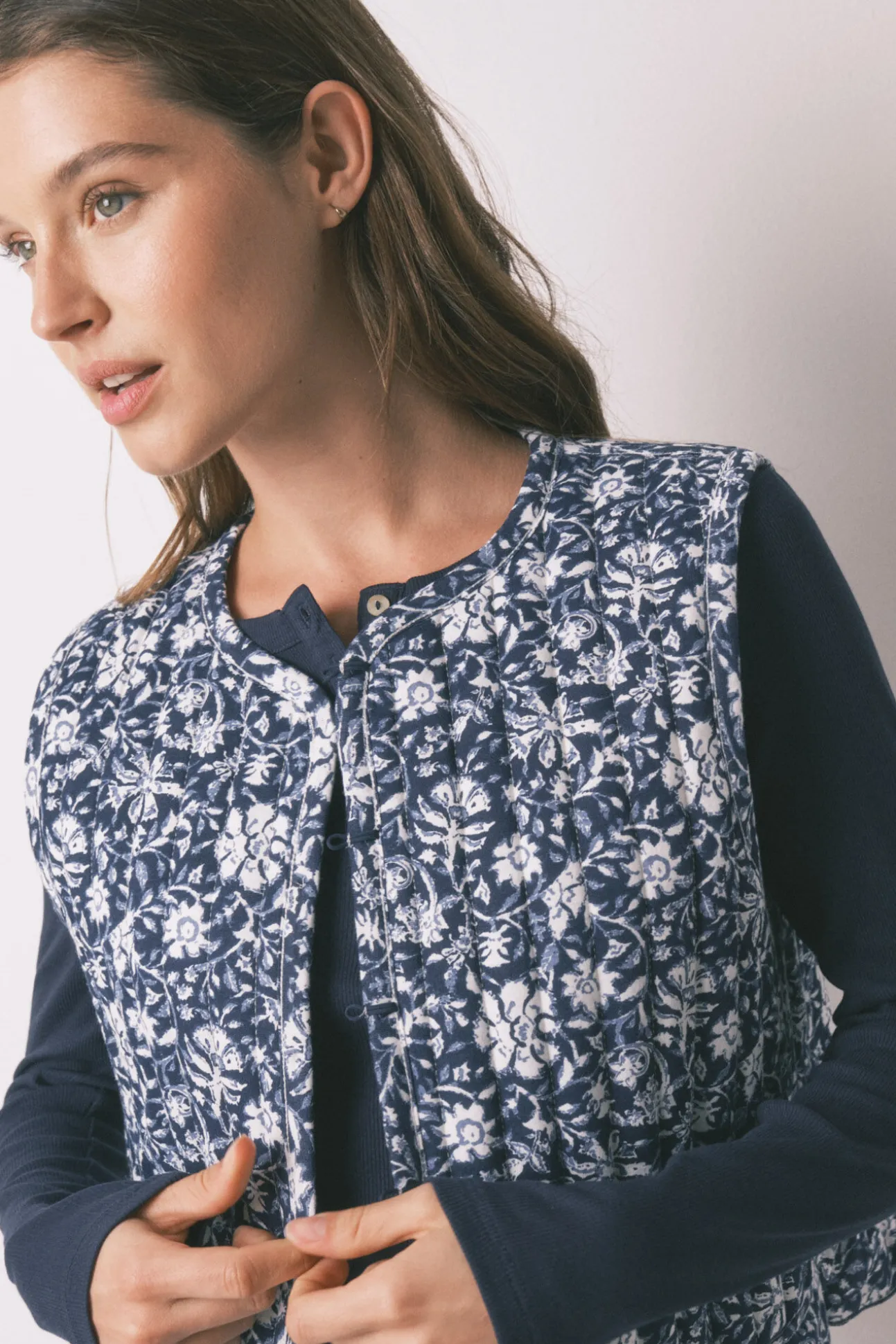 Colete acolchoado estampado boho