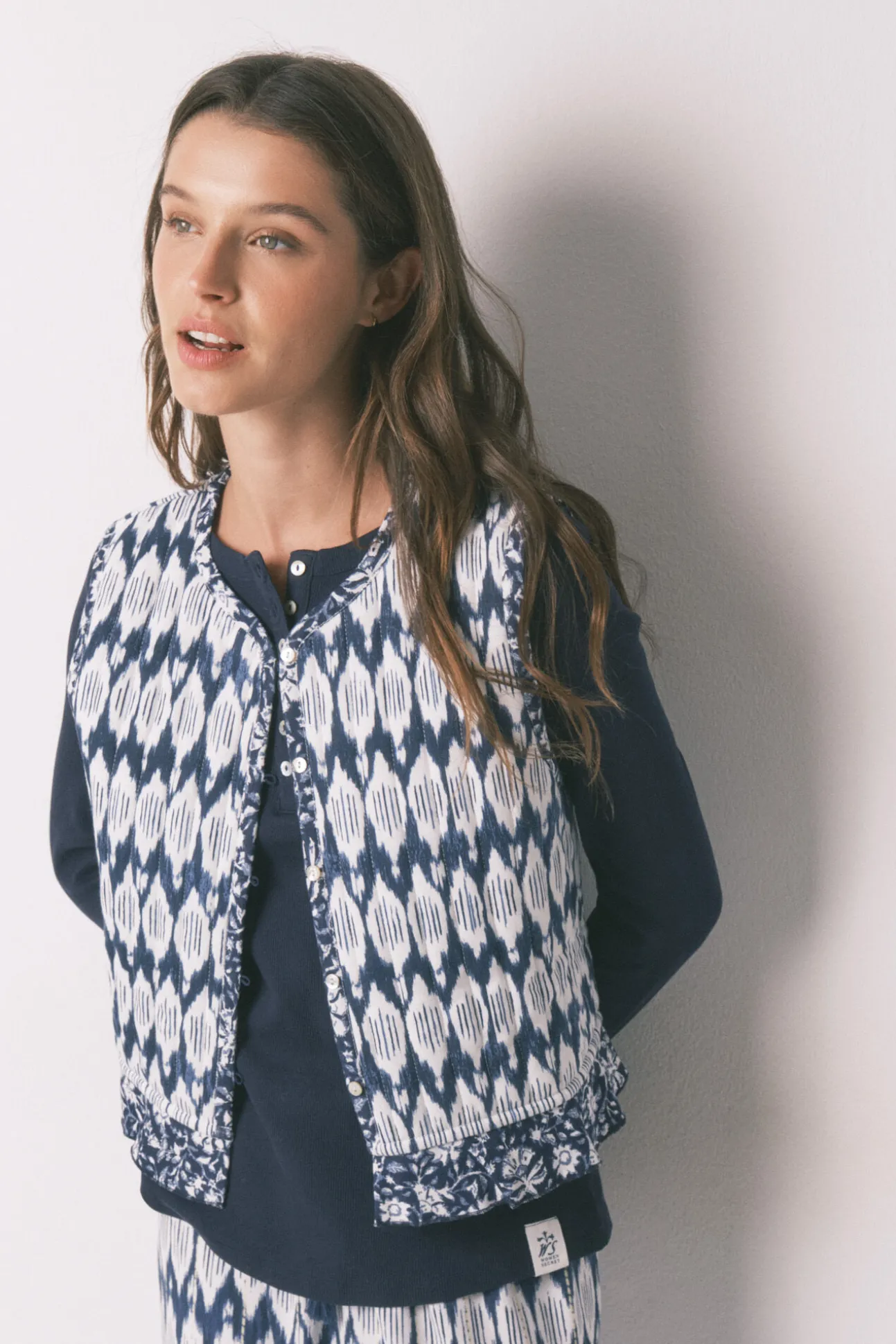 Colete acolchoado estampado boho