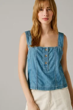 Colete leve em denim