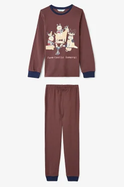 Conjunto de pijama de algodão de manga comprida para meninos Farm-Tastic