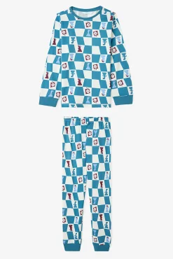 Conjunto de pijama de manga manga com estampado de dinossauro Chess Time para meninos