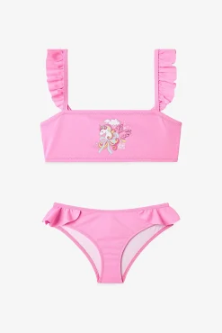 Conjunto biquíni infantil com folhos unicórnio