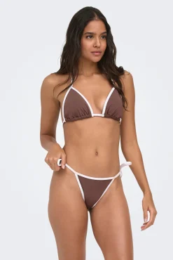 Conjunto de biquíni contraste marrom
