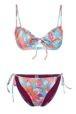 Conjunto de biquíni franzido floral