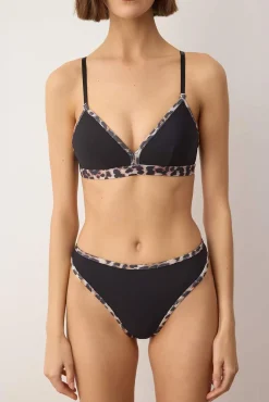 Conjunto de lingerie triangular animal print