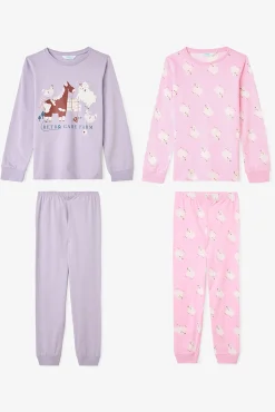 Conjunto de pijama de algodão de duas peças com estampado de jogo de ioiô para meninas