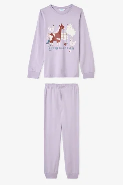 Conjunto de pijama de algodão de duas peças com estampado de jogo de ioiô para meninas