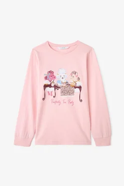Conjunto de pijama de manga comprida com estampado de leopardo para meninas, 2 peças