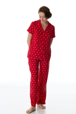 Conjunto pijama camiseiro corações