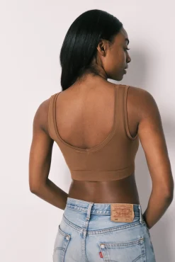 COZY Top sem costura castanho chocolate