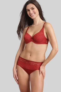 Cueca alta bordado floral acetinada